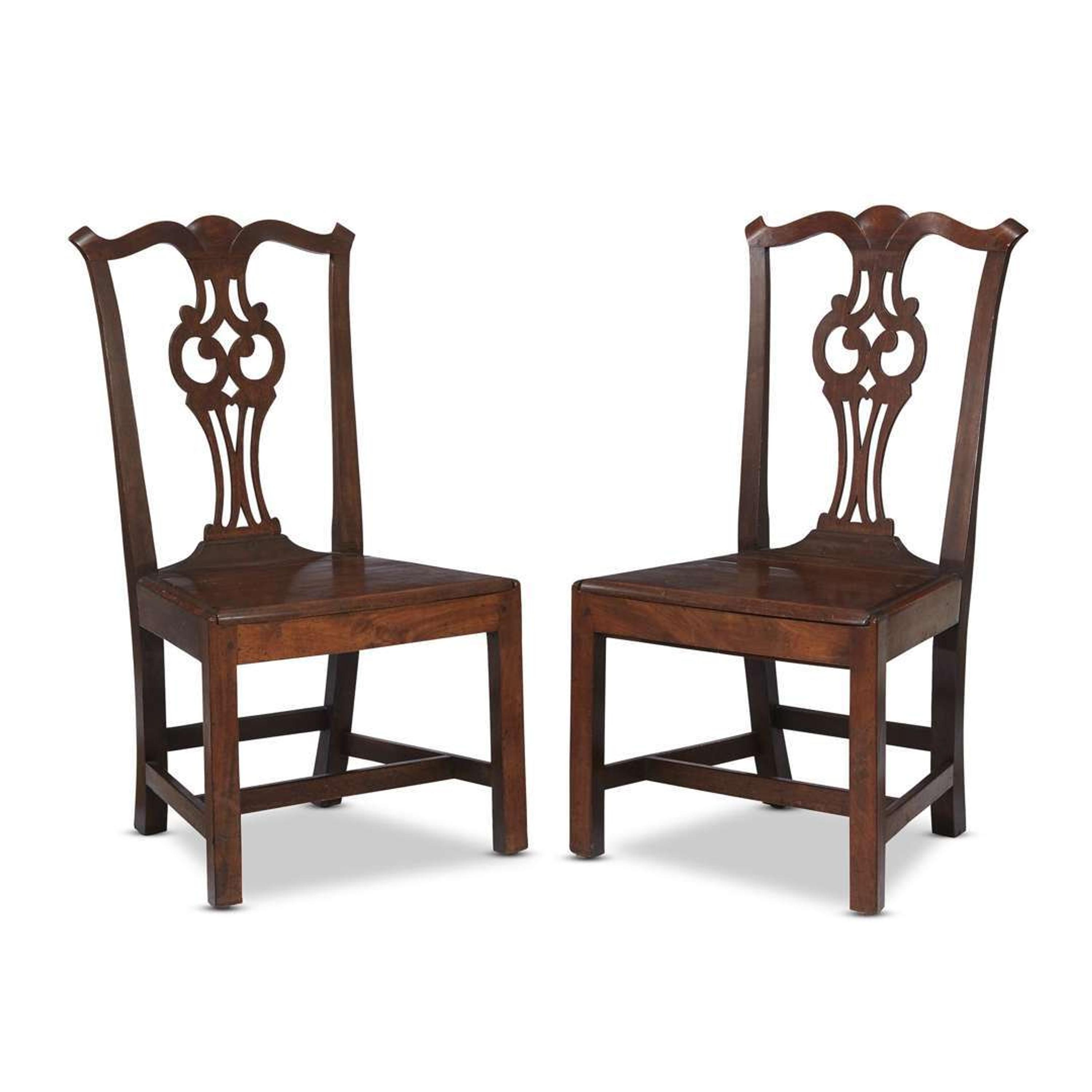 A pair of Chippendale walnut hall chairs massachusetts or rhode island, late 18th century