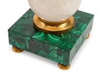 A Pair of Rock Crystal and Malachite Table Lamps