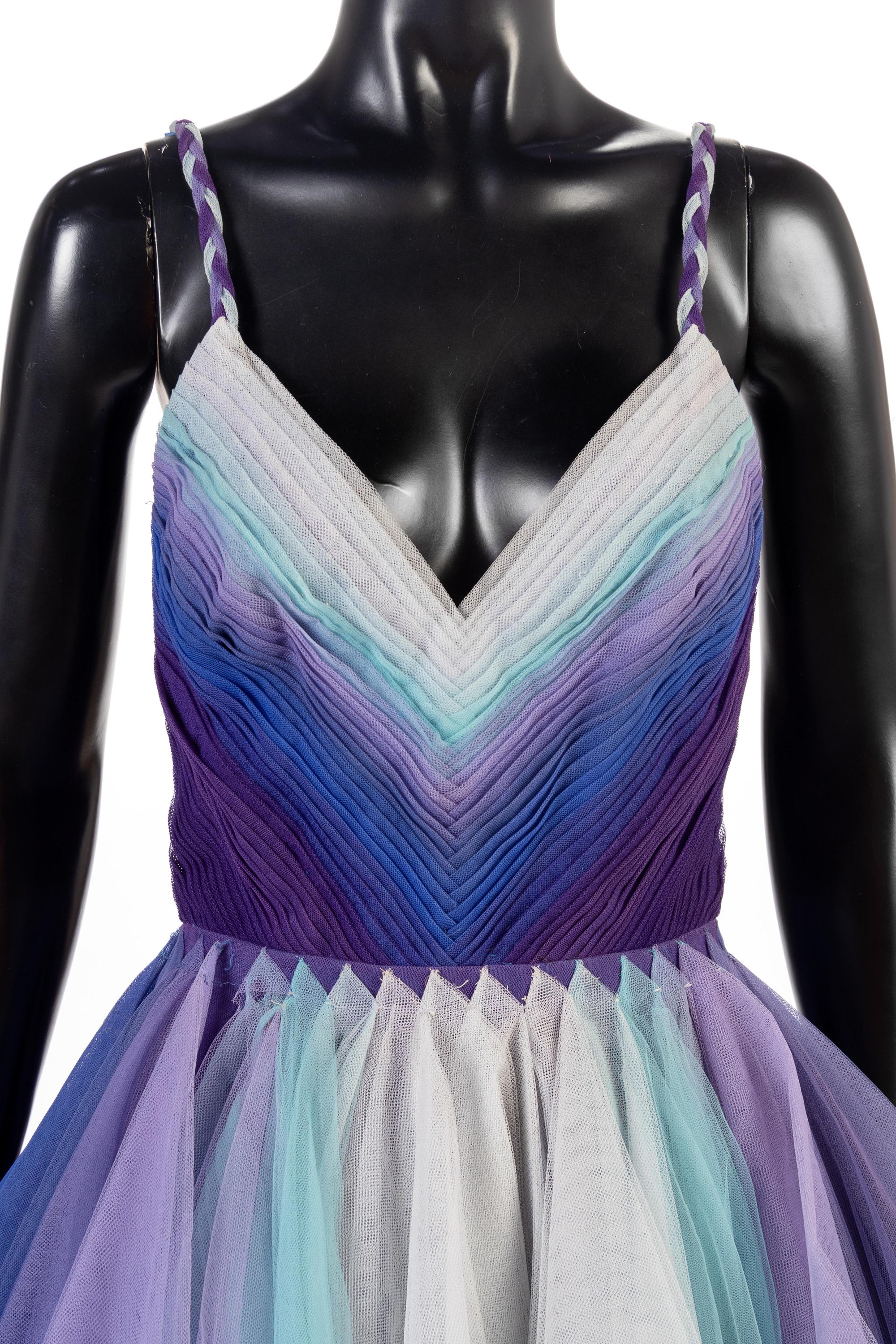 Tita Rossi Blue Net Evening Dress, 1980s