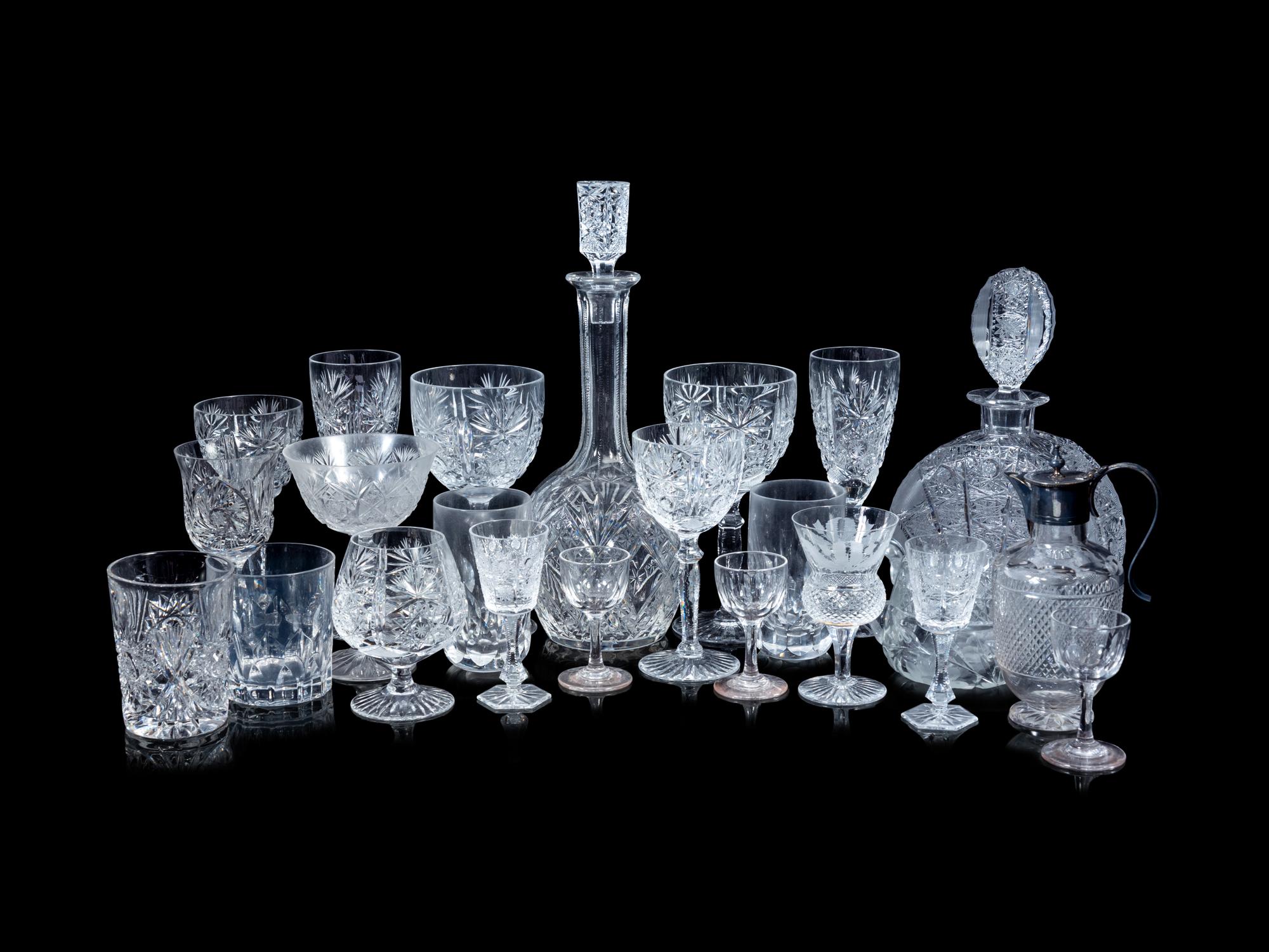 A Collection of Cut Glass Stemware and Other Articles