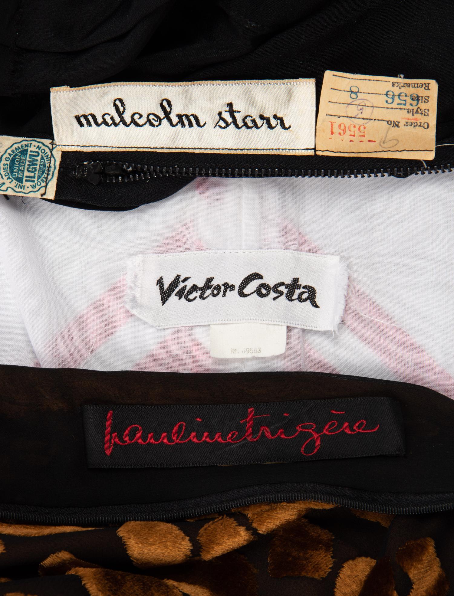 Three Dresses; One Malcolm Starr, One R. Costa, One Trigere, 1960-80s