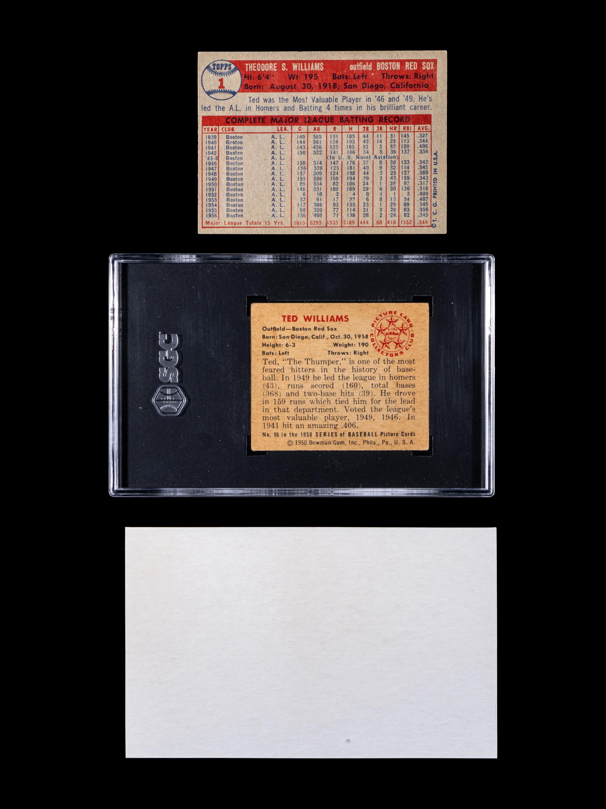 A Group of Ted Williams Baseball Cards Including A 1950 Bowman No. 98 (SGC 4.5 VG-EX+),