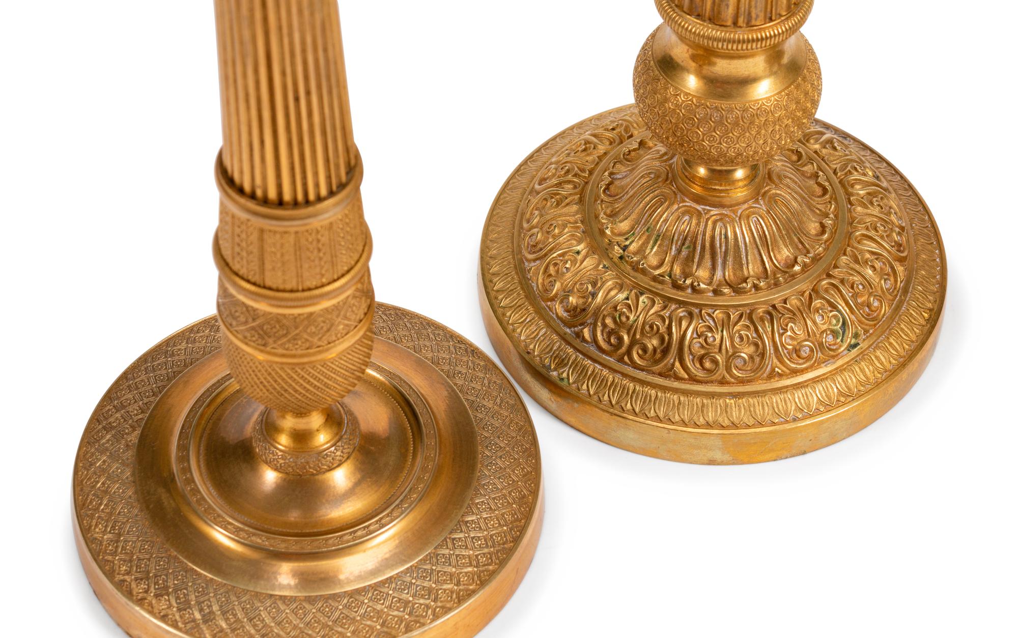Two Pair of Charles X Gilt-Bronze Candlesticks — 19TH CENTURY