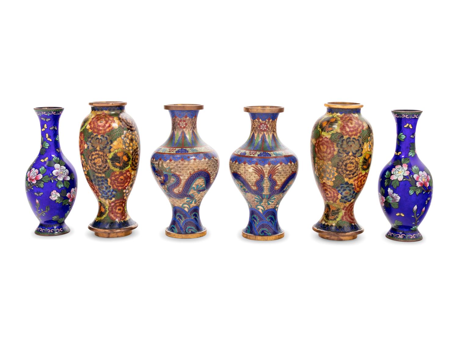 Three Pairs of Cloisonné Vases