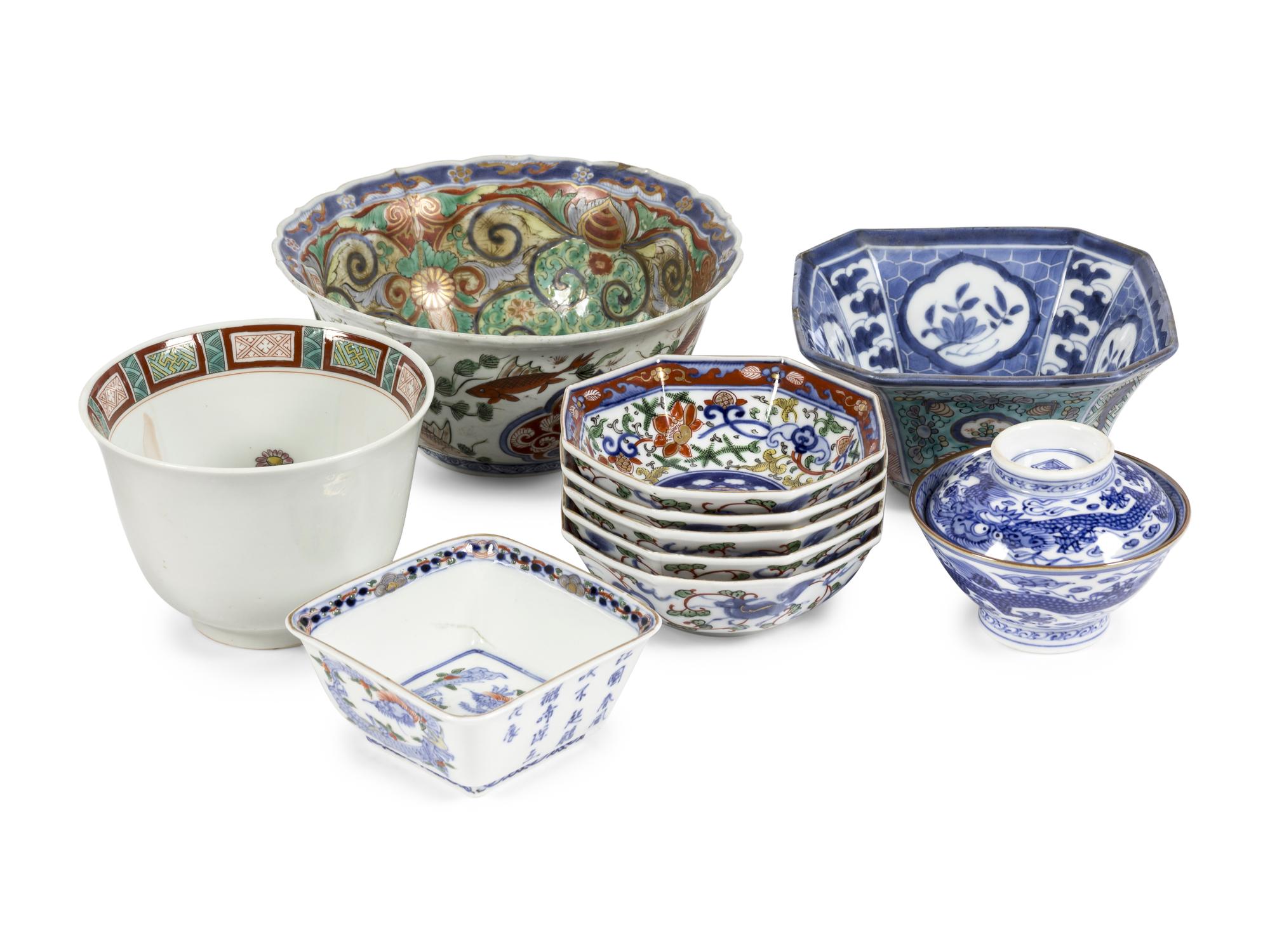 27 Japanese Kutani and Blue and White Pocelain Wares