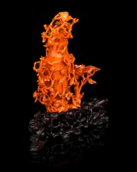 A Chinese Red Coral 'Flower' Vase