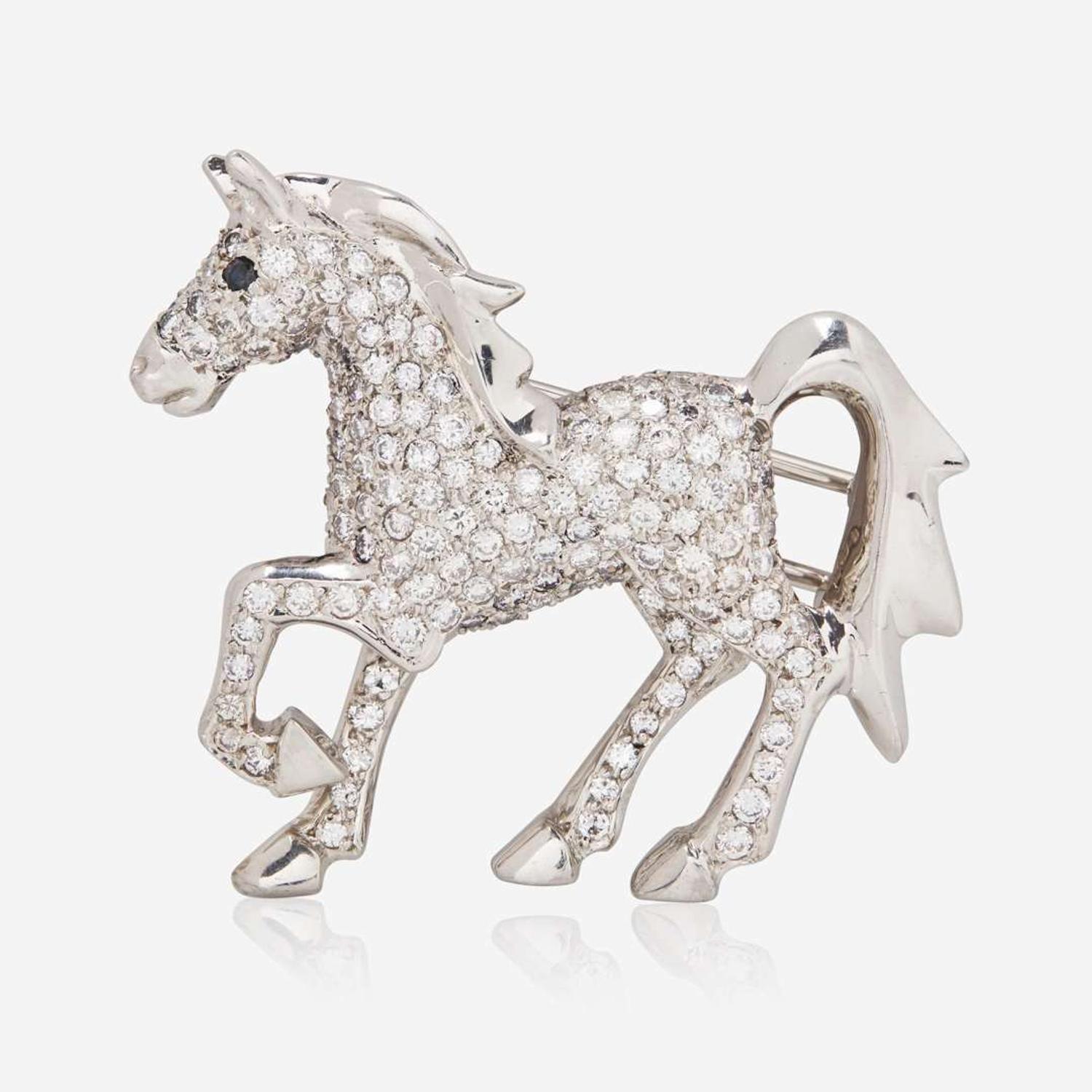 A Platinum and Diamond Brooch