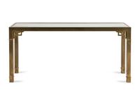 A Mastercraft Brass and Glass-Top Console Table