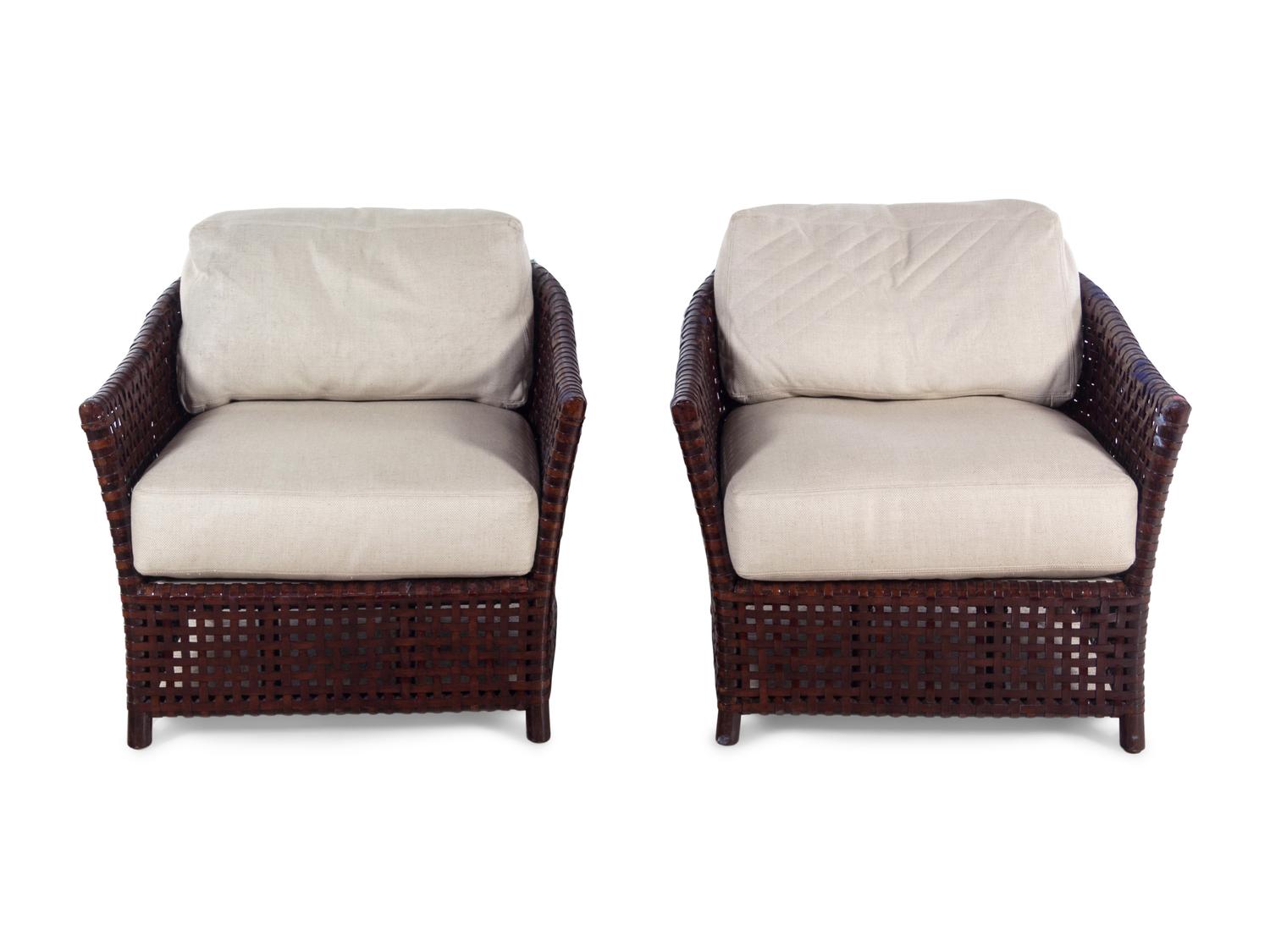 A Pair of McGuire Rattan Lounge Chairs
