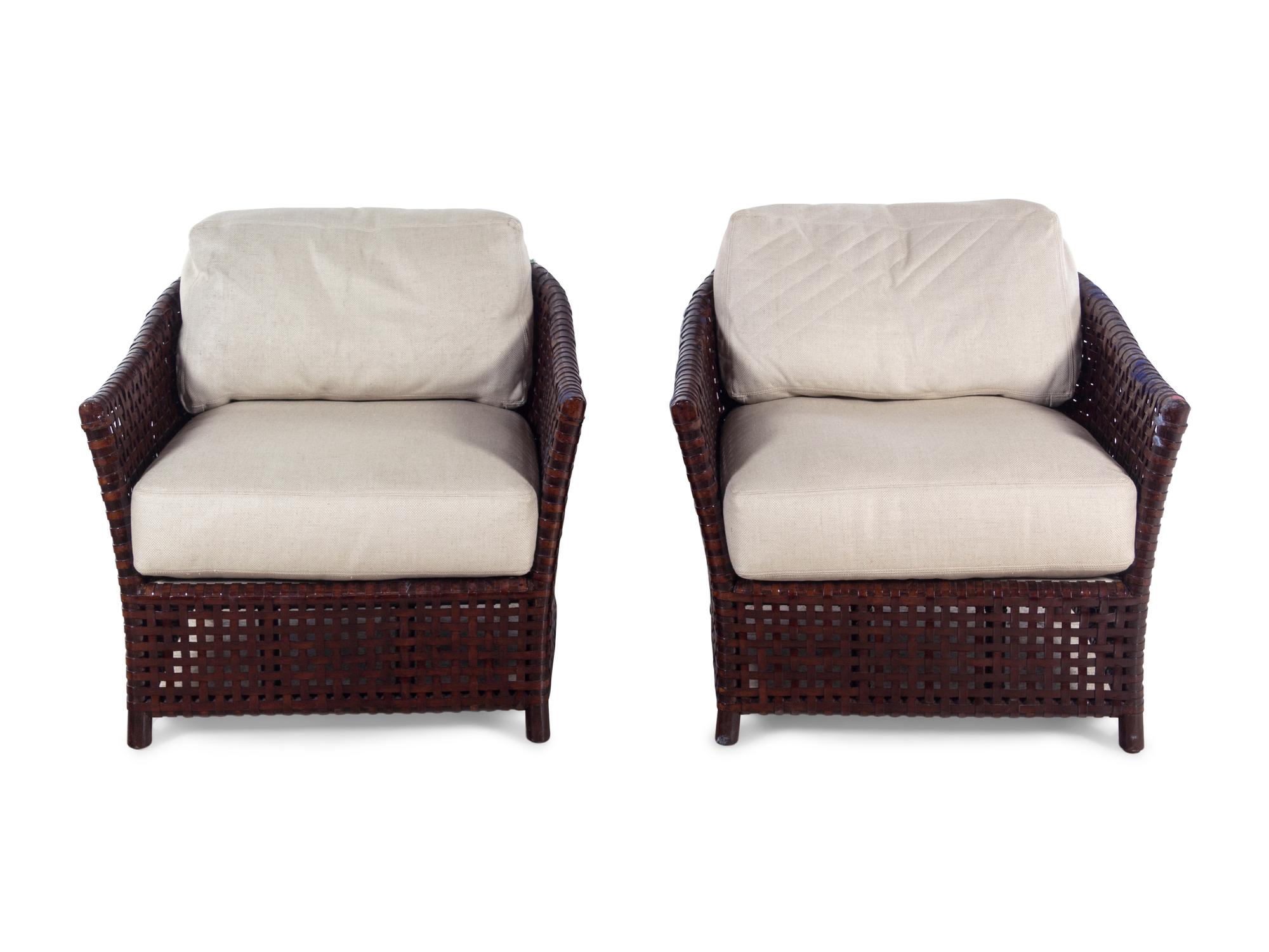 A Pair of McGuire Rattan Lounge Chairs