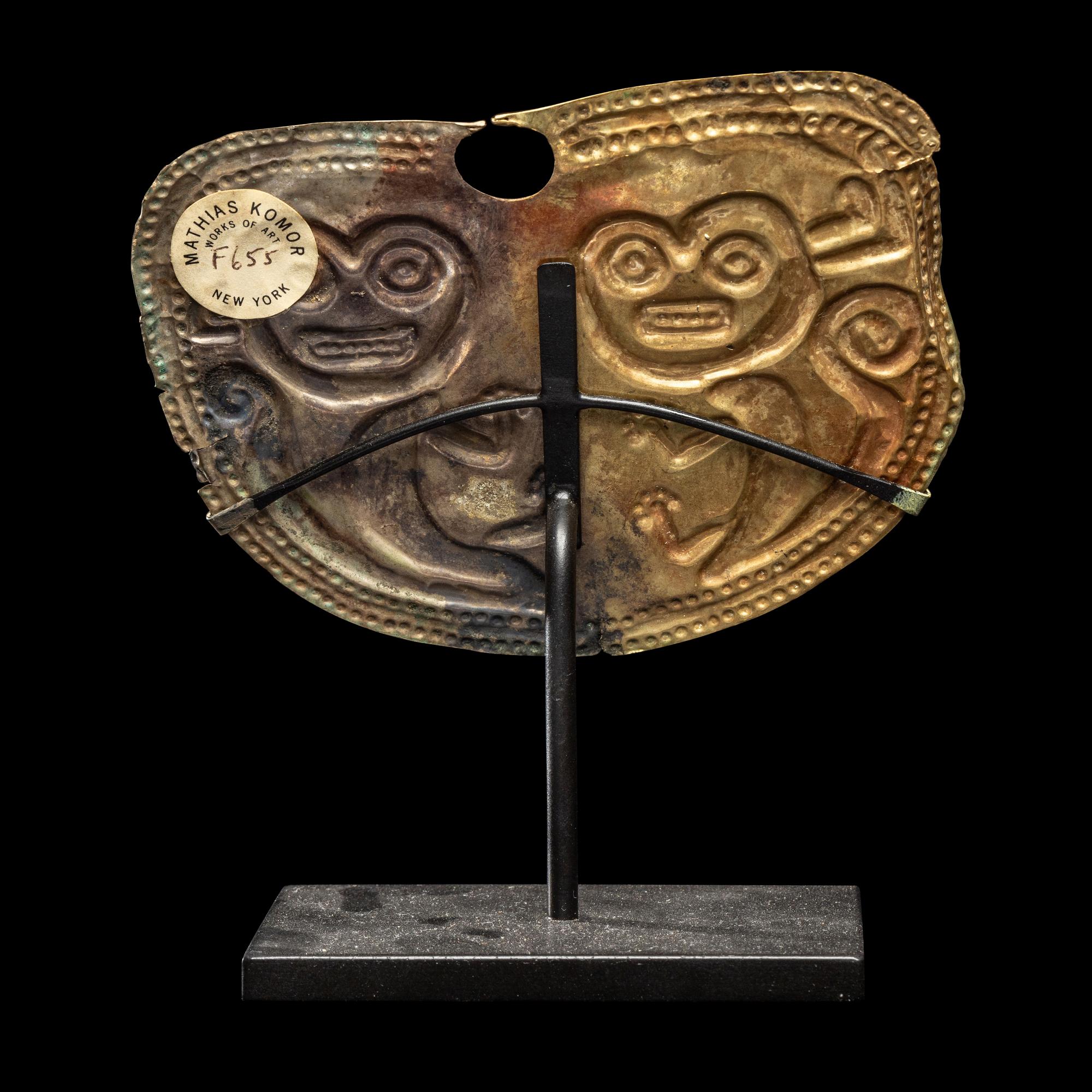 A Vicus Gold Embossed Nose Ornament