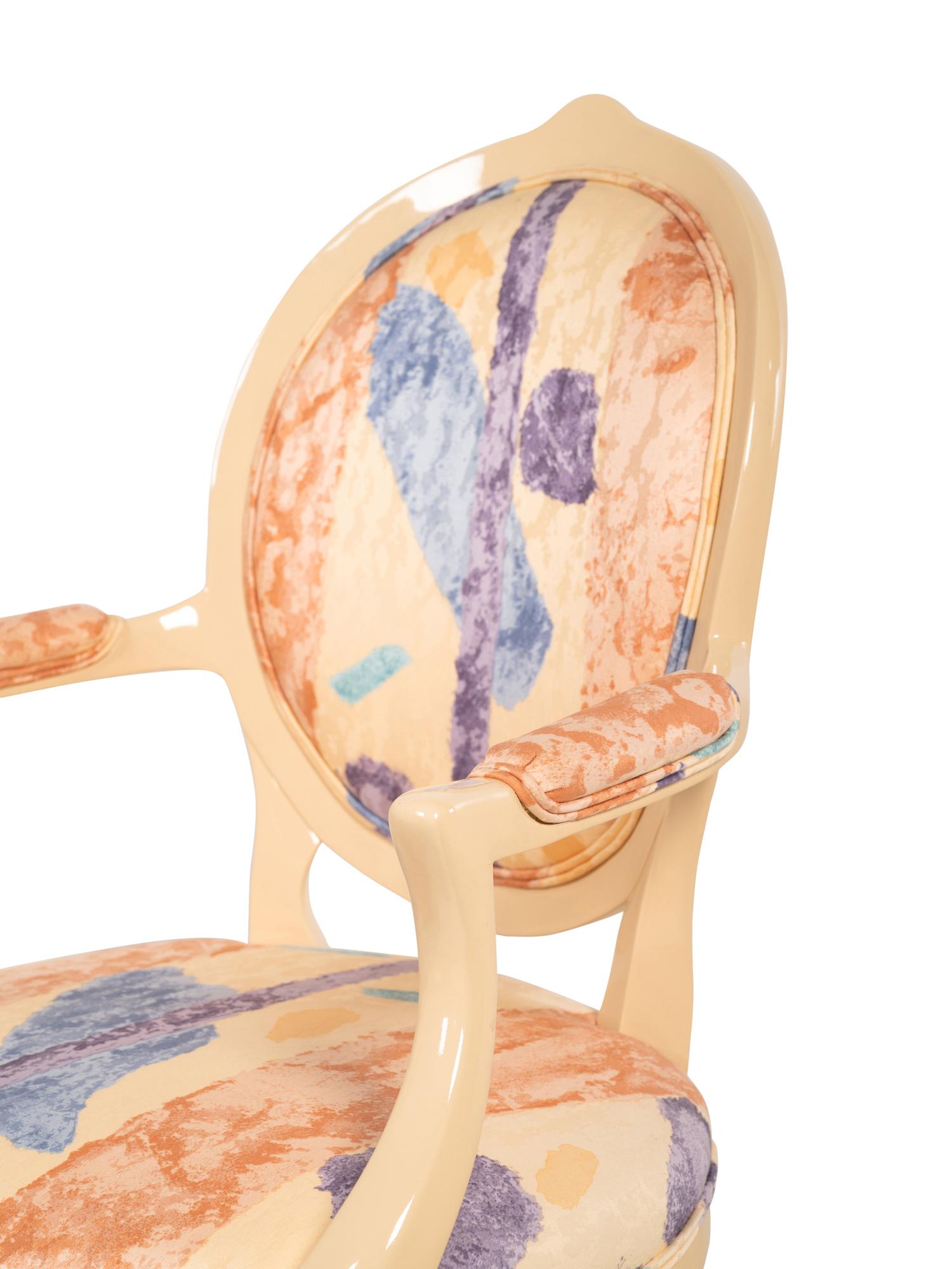 A Set of Six Interior Crafts Lacquer-Finished Dining Chairs
