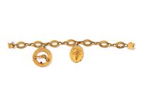 A 14 Karat Yellow Gold Bracelet with Two Attached Charms,
