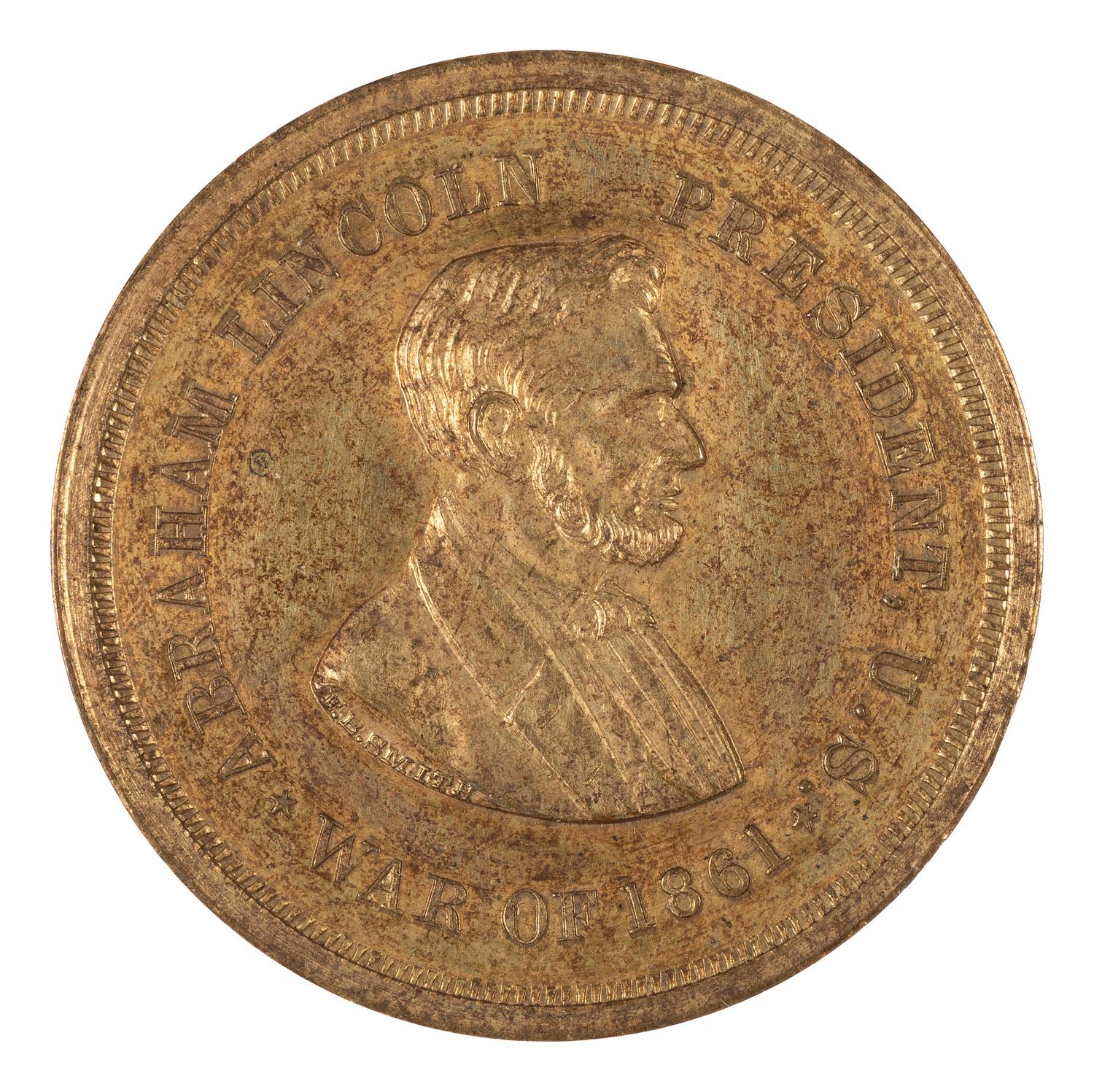 [LINCOLN, Abraham. - CIVIL WAR]. "1861" Lincoln Civil War soldier's identification disc, plus.