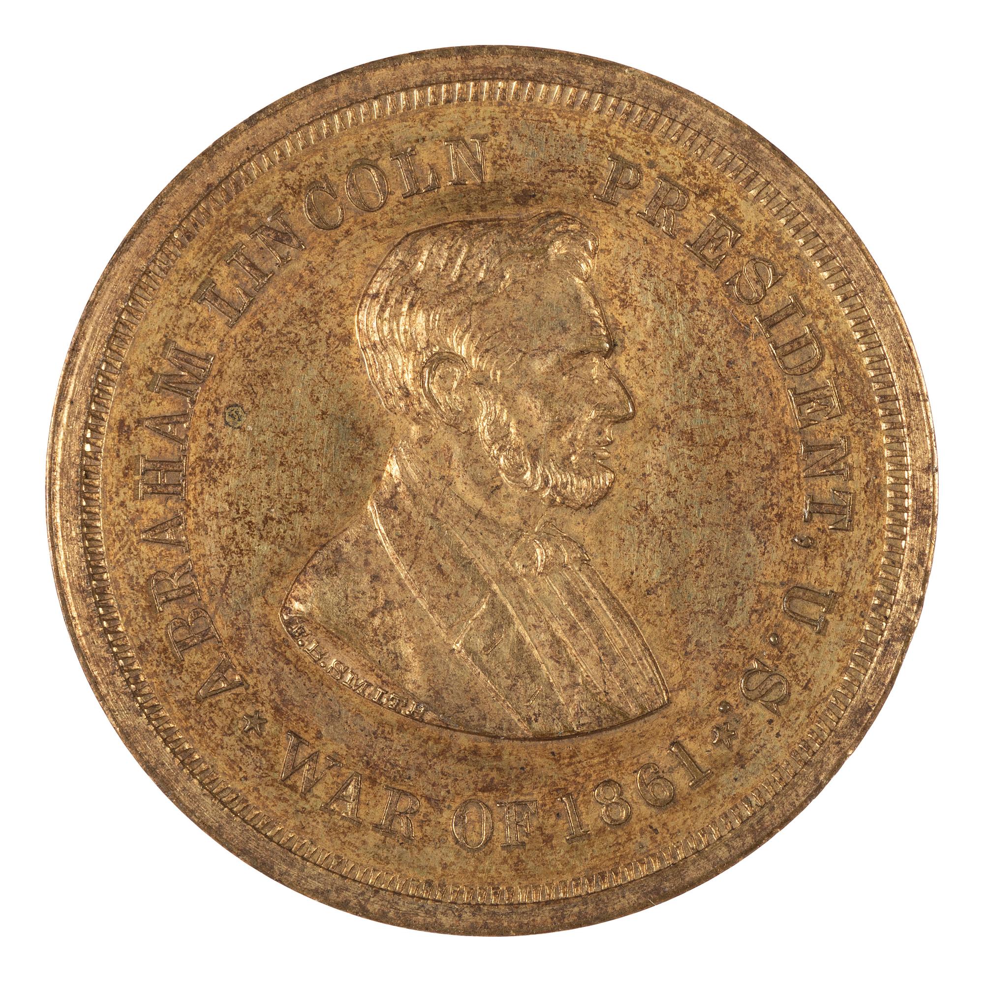 [LINCOLN, Abraham. - CIVIL WAR]. "1861" Lincoln Civil War soldier's identification disc, plus.