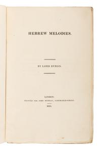 BYRON, George Gordon Noel, Lord (1788-1824). Hebrew Melodies . London: John Murray, 1815.