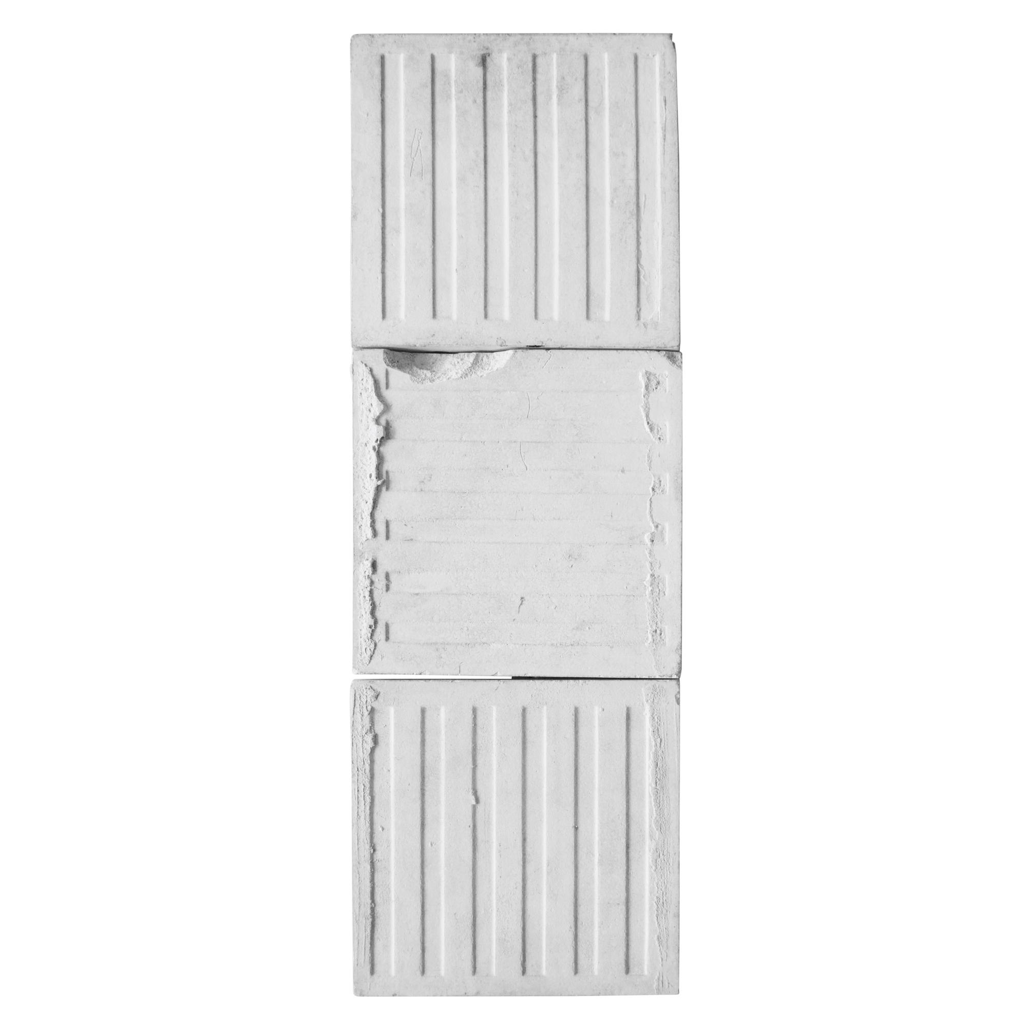 A Three Piece Glazed Ceramic Tile Set by Hamilton Tile Works 6" W x 1" D x 18" H — United States, 19th Century