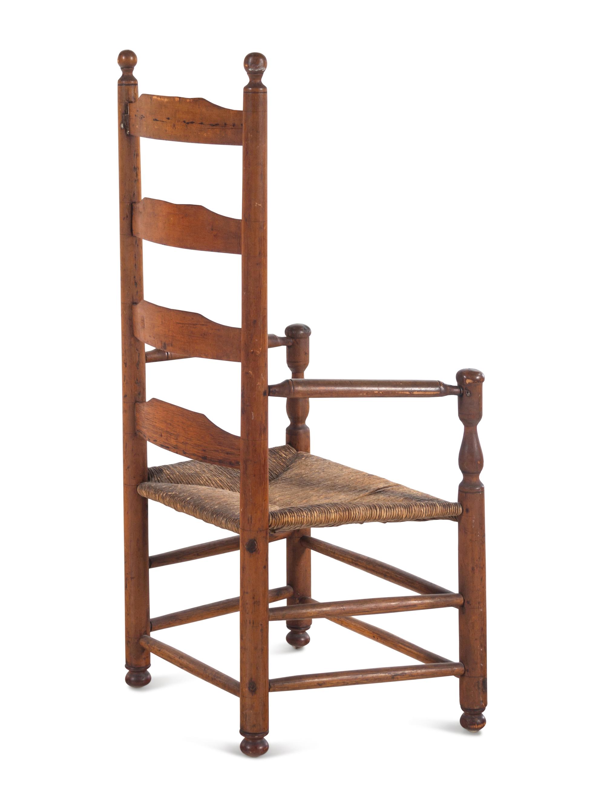A Ladderback Rush-Seat Armchair