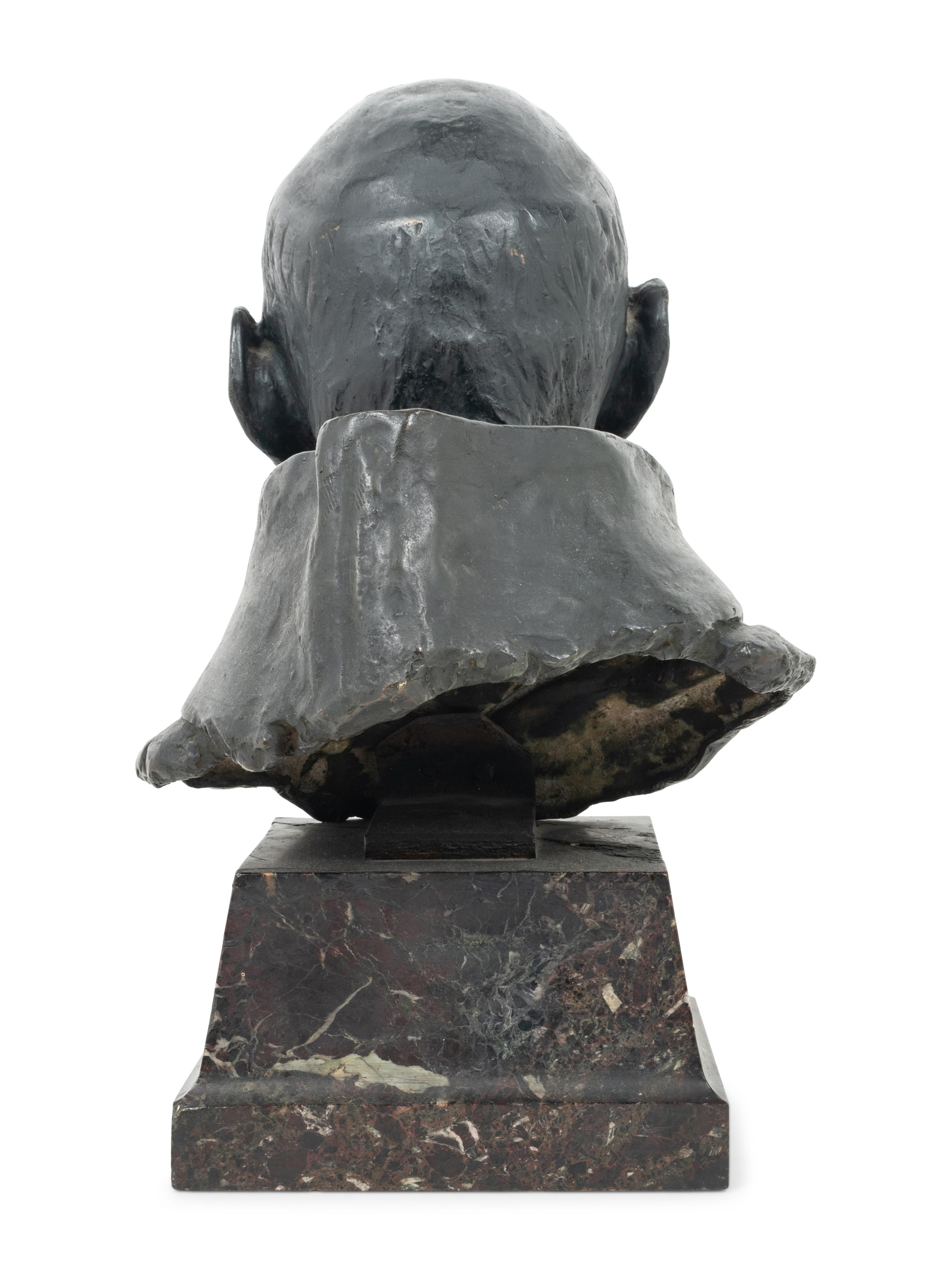 A Bronze Portrait Bust of a Monk