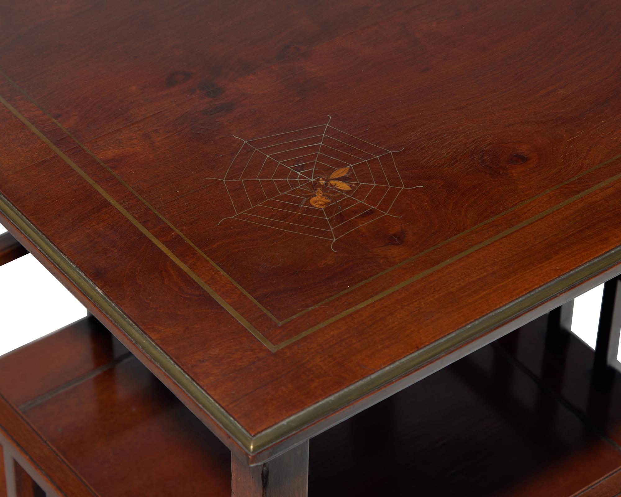 An Aesthetic Inlaid Amaranth Tiered Table, A. & H. Lejambre, Philadelphia, PA, Circa 1880