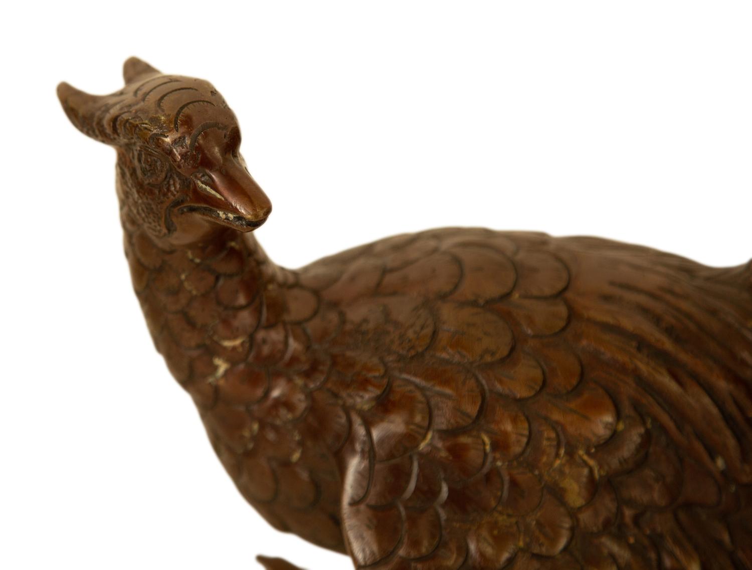 A Pair of Patinated Bronze Figures of Pheasants — 20th Century