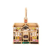 YELLOW GOLD AND MULTIGEM HOUSE PENDANT/BROOCH