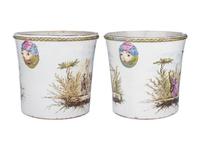 A Pair of French Polychrome Glazed Faience Jardinières