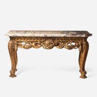 A George I style giltwood side table with breccia marble top In the style of William Kent (English, 1685-1748), 19th century
