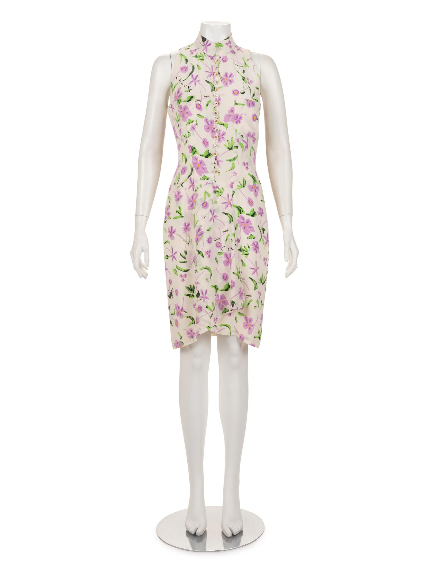 Chanel Floral Print Silk Dress, Spring 1997