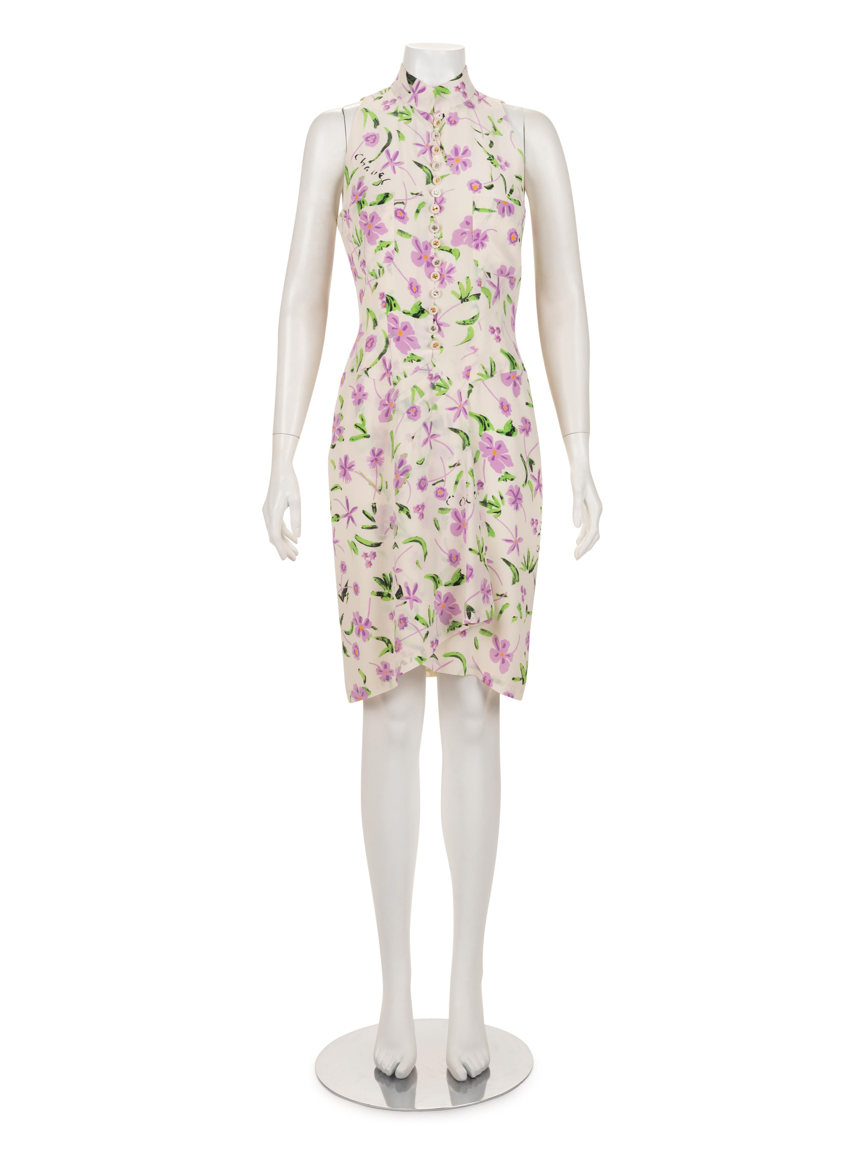 Chanel Floral Print Silk Dress, Spring 1997