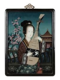 Two Chinese Export Glass Paintings
