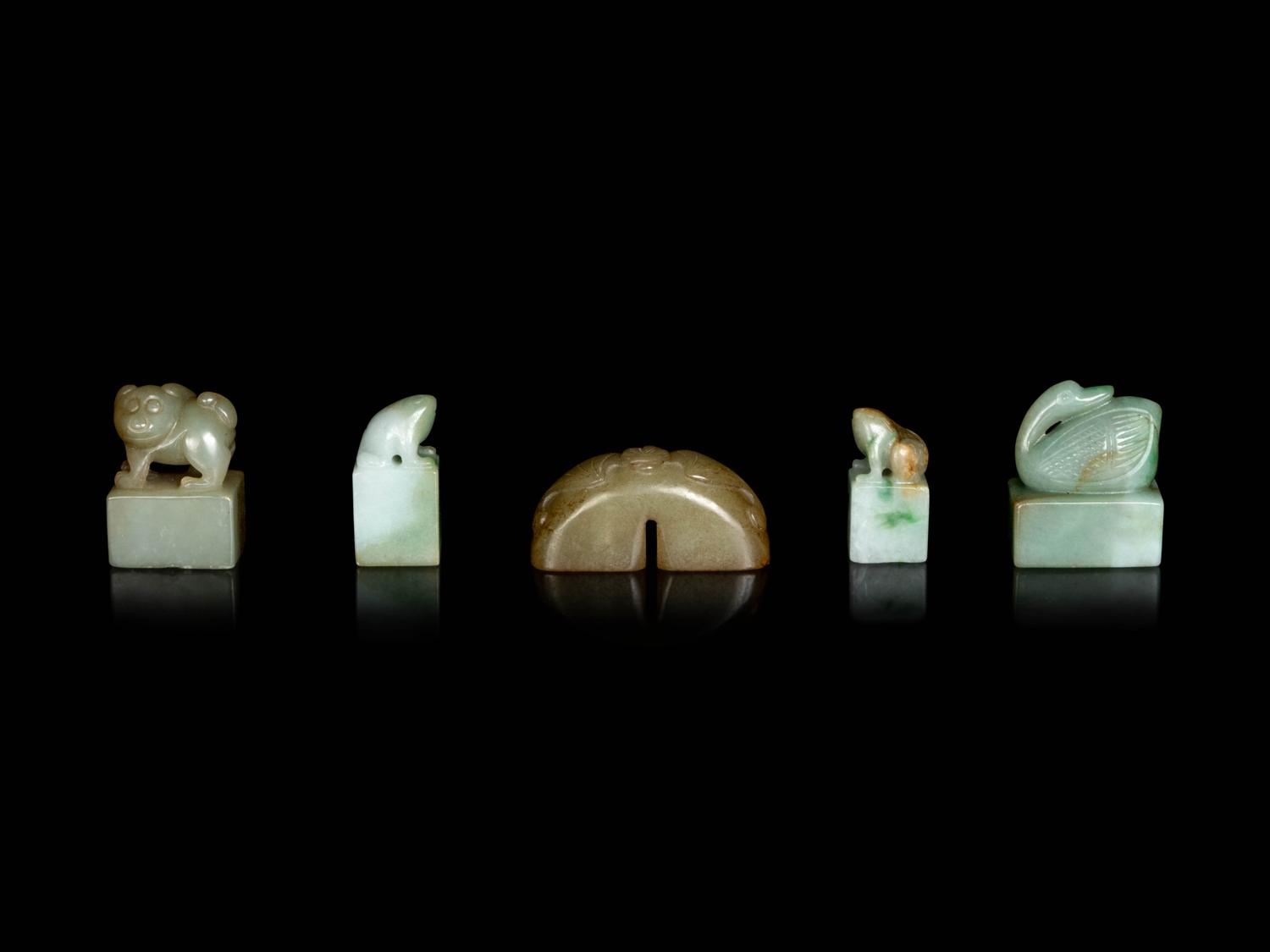 Five Chinese Jade and Jadeite Seals