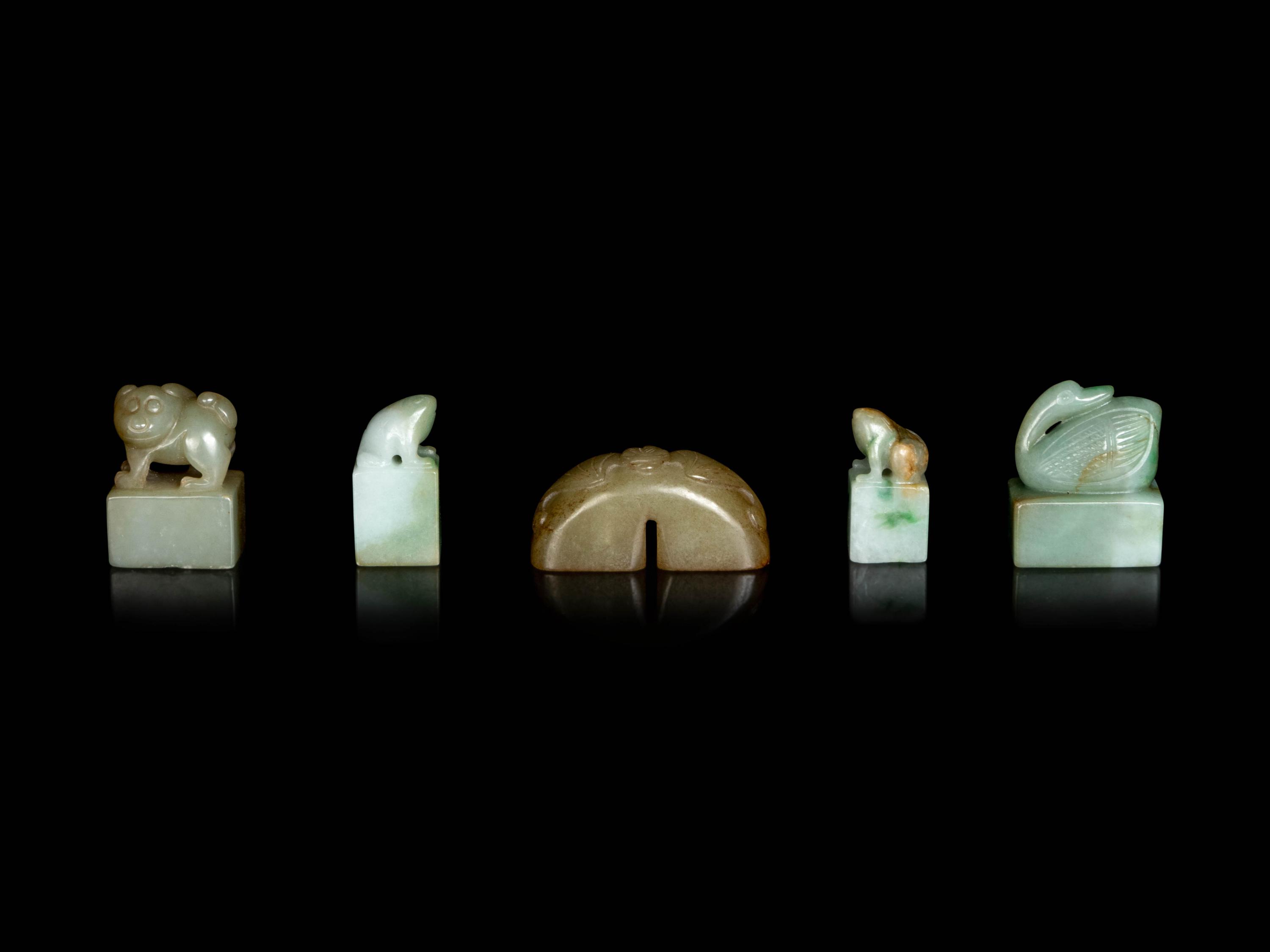 Five Chinese Jade and Jadeite Seals