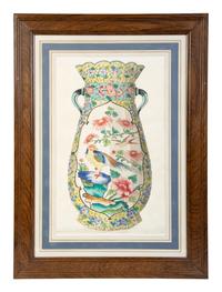A Group of Eight Framed Chinese Works on Paper Depicting Export Porcelains — EARLY 20TH CENTURY
