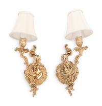 A Pair of Gilt Metal Single-Light Sconces