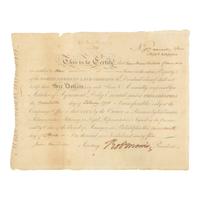 [Declaration of Independence] Morris, Robert. Partially-Printed Document, signed