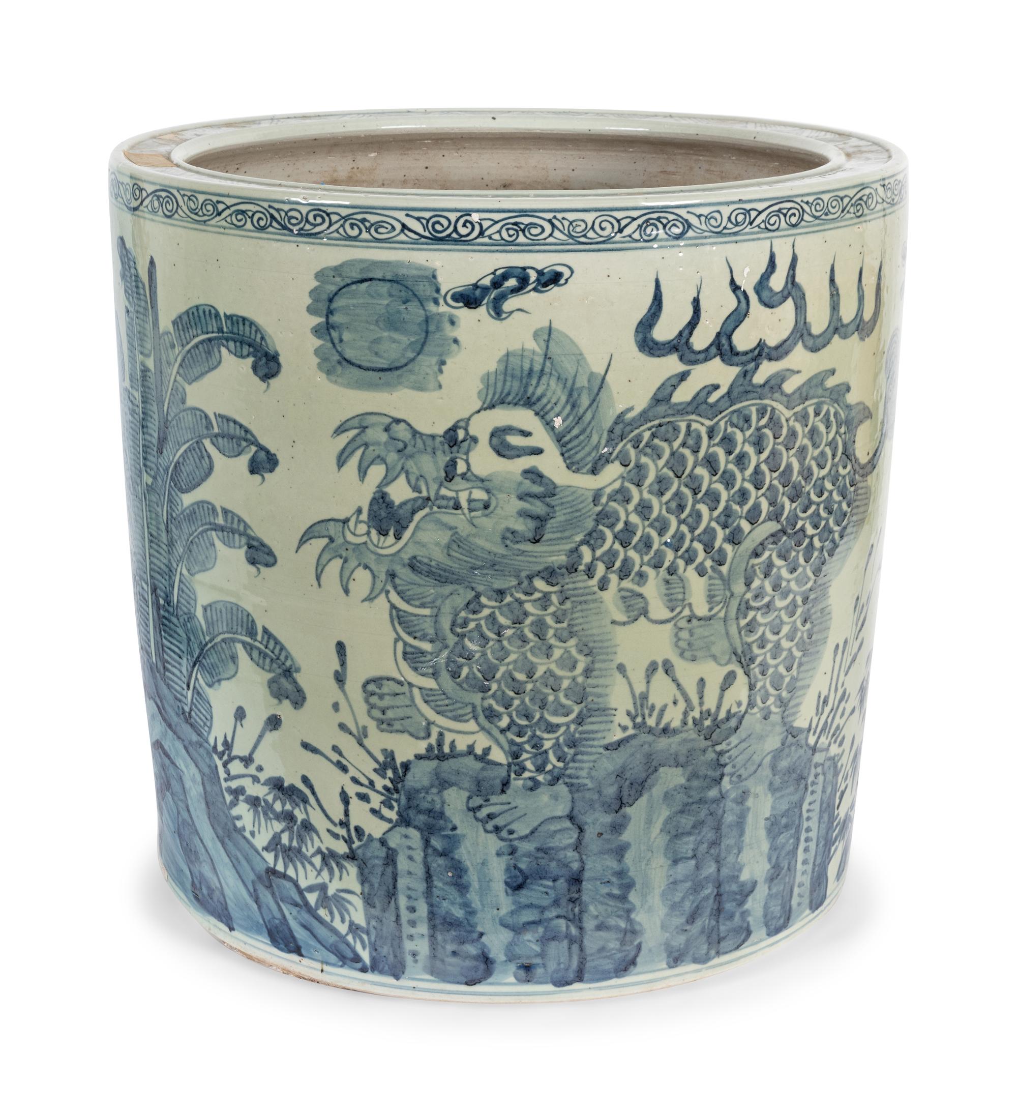 A Chinese Blue and White Ceramic Jardiniere — LATE 19TH CENTURY