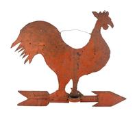 A Cut Sheet Iron Red-Painted Rooster Weathervane
