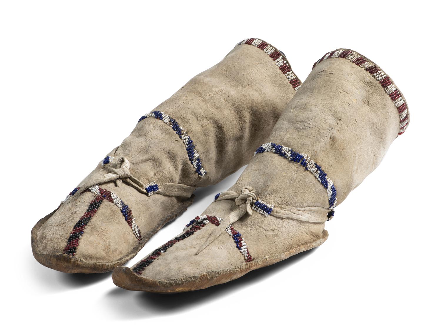Apache Beaded Hide Boot Moccasins