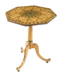 A Pair of George III Cream and Green-Painted Octagonal Tables