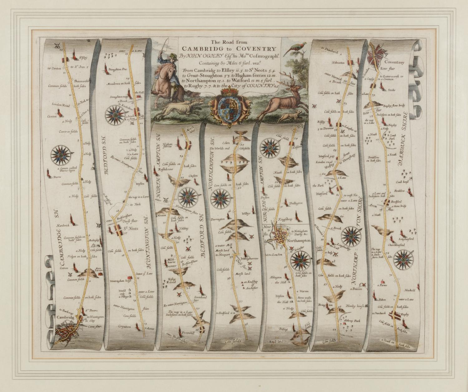 OGILBY, John (1600-1676). The Road from Cambridg to Coventry. [London, ca 1570s].