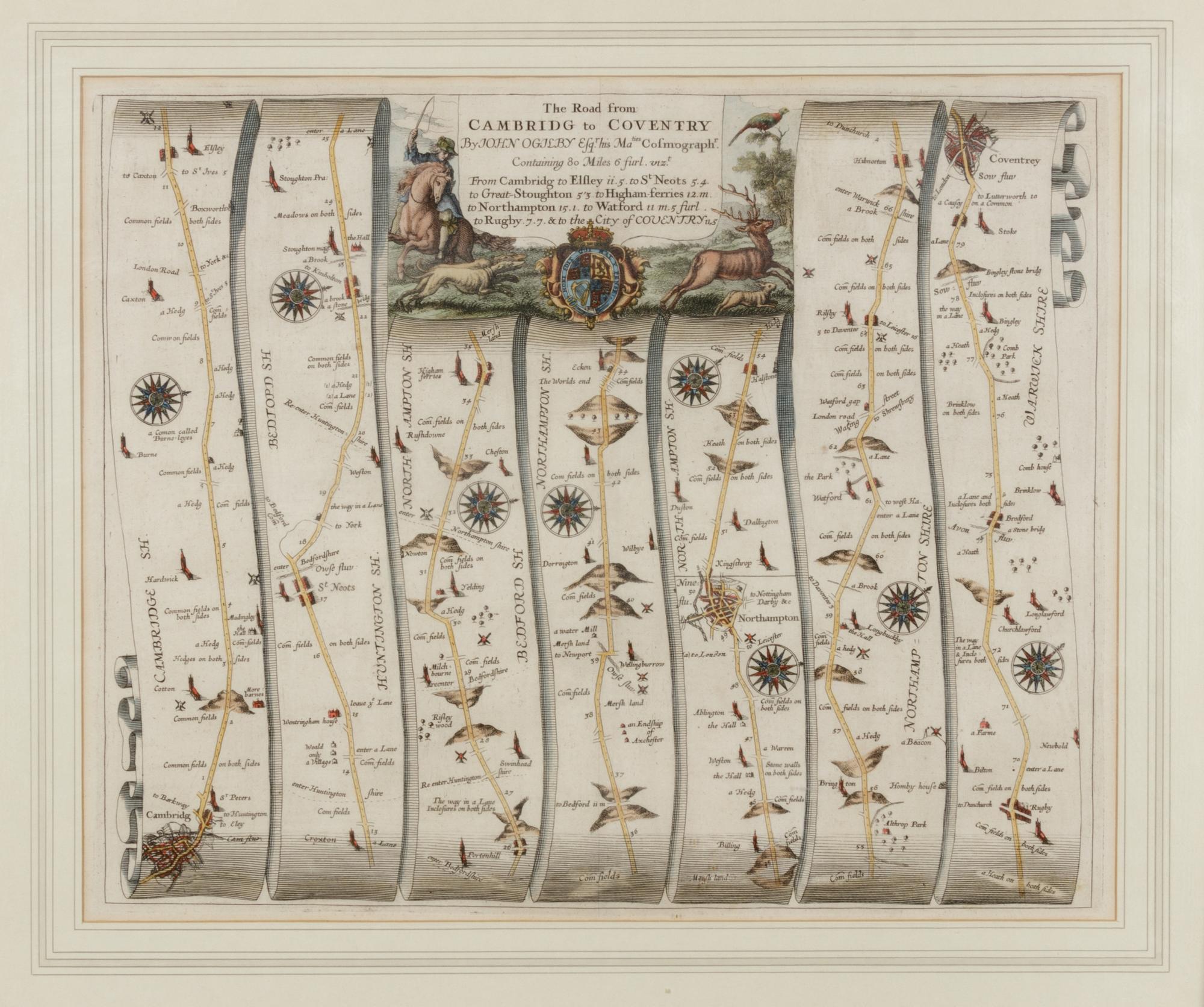 OGILBY, John (1600-1676). The Road from Cambridg to Coventry. [London, ca 1570s].