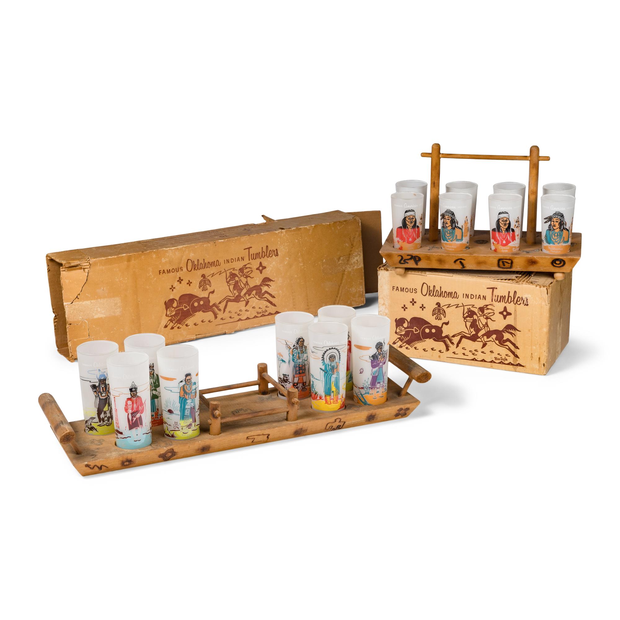 Acee Blue Eagle (Muscogee-Pawnee, 1907-1959) — "Famous Oklahoma Indians" Beverage Set