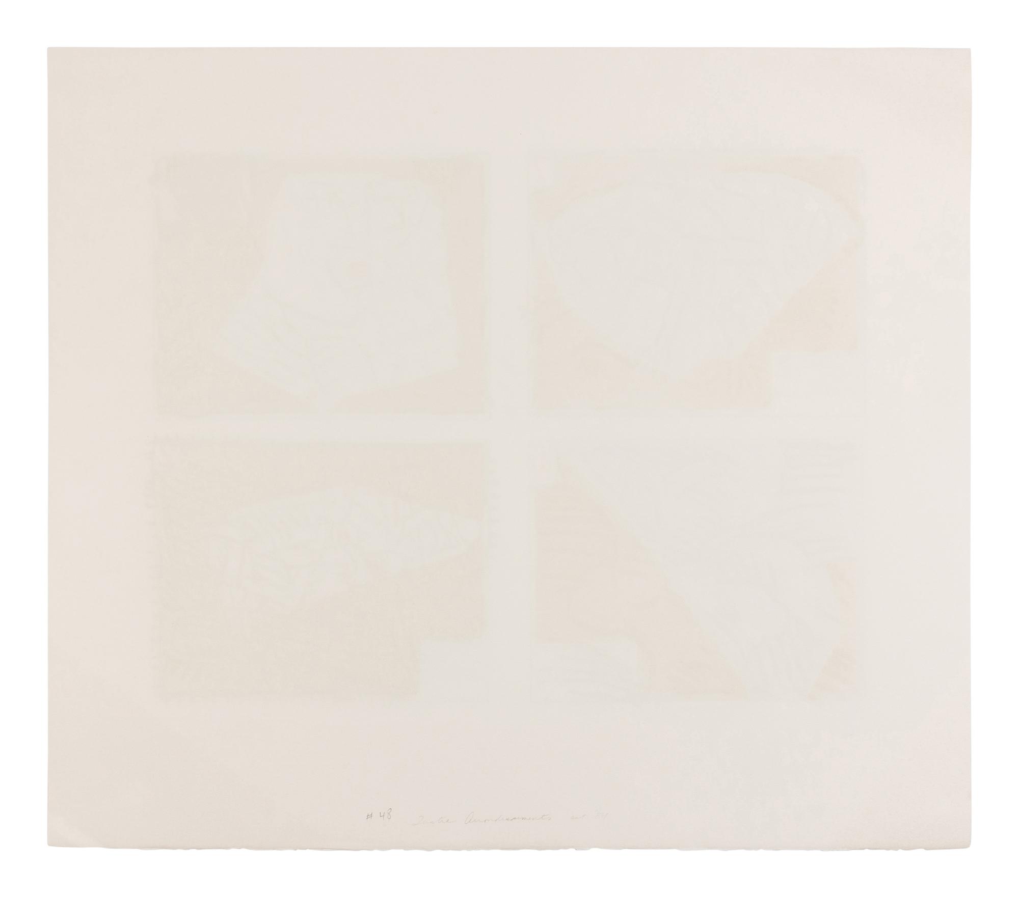 Tardieu, Dame Taride, Taches d'exclamation, Quatre arrondissements, and Le Layetier (5 works), ca. 1982-1990