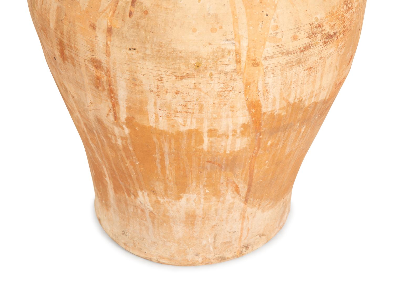 Three Partially Glazed Terra Cotta Olive Jars — 20th Century