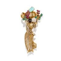YELLOW GOLD AND MULTIGEM 'CARMEN MIRANDA' BROOCH