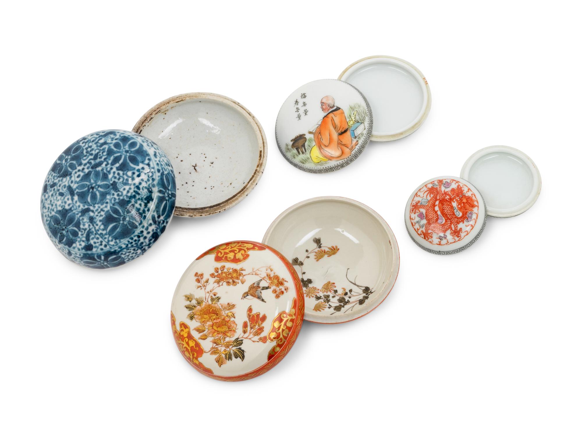 Three Chinese and One Japanese Porcelain Seal Paste Boxes