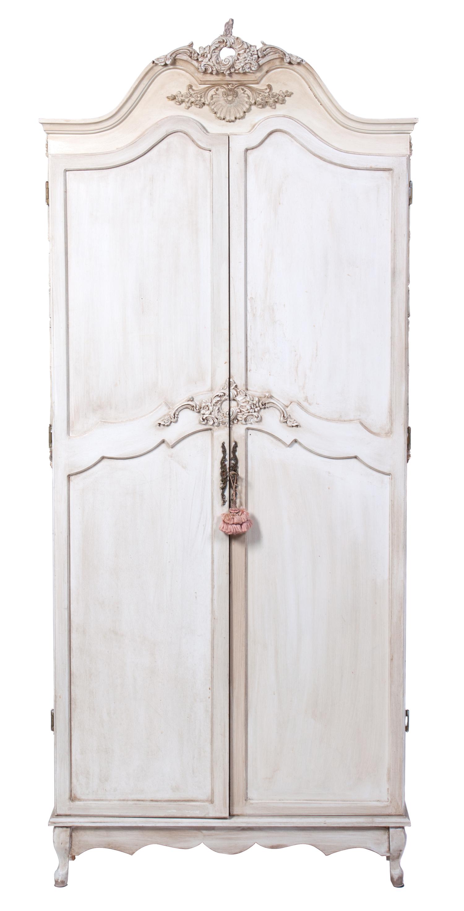 A Diminutive Louis XV Style Painted Armoire Height 80 x width 34 x depth 9 inches. — 20TH CENTURY