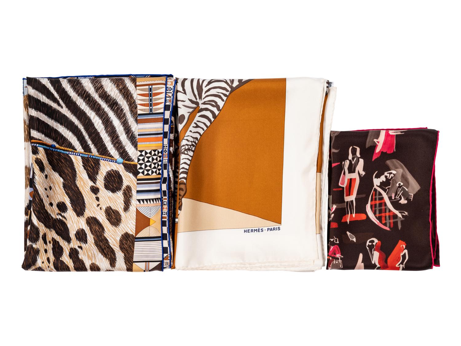 Three Hermès Silk Scarves: One 64cm, Two 90cm