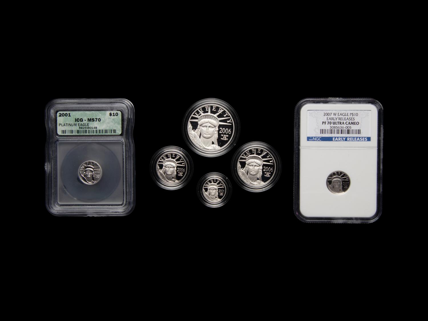 A Group of Six Platinum Eagle Proof and Mint Coins